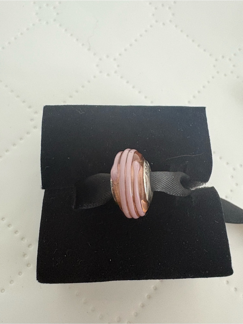 Pandora Pink Enamel Stacked Ring with Silver-Tone Accents